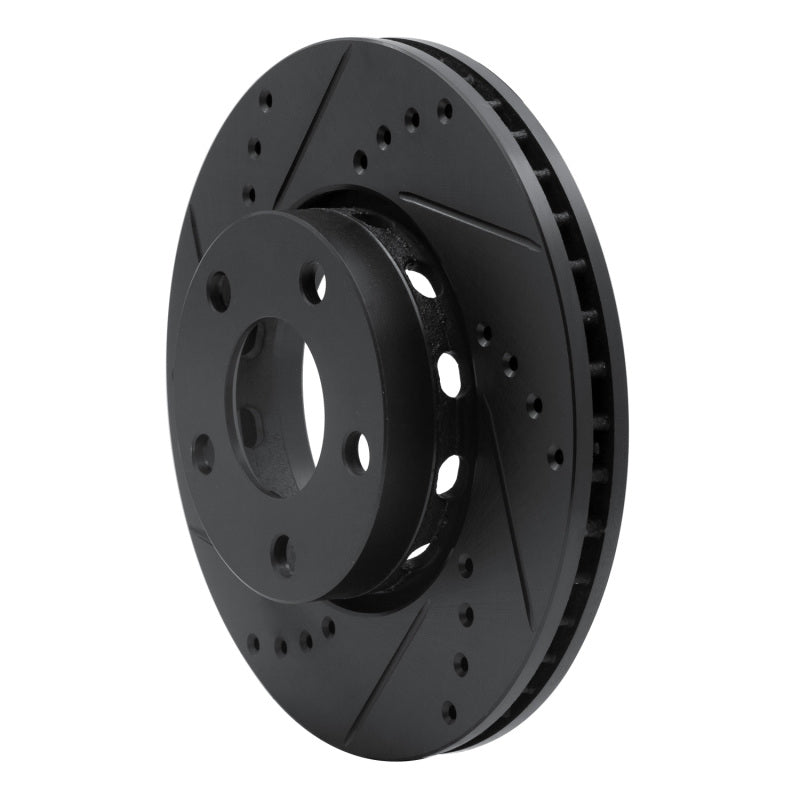 R1 90-97 Audi S6 Front Left Drilled & Slotted Black Brake Rotor