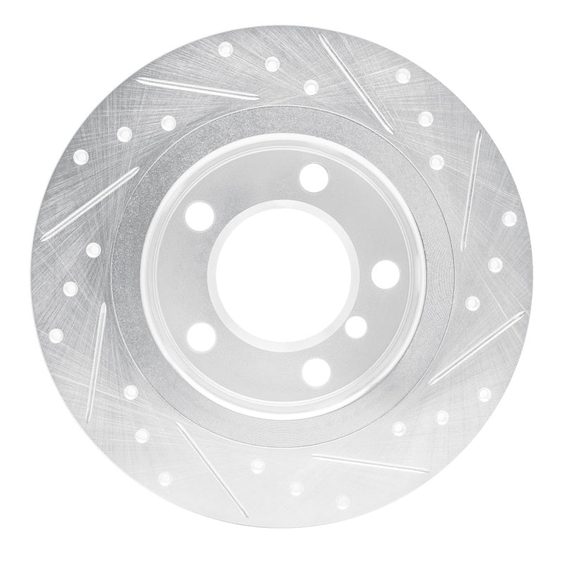 R1 11-16 Mini Cooper Paceman Rear Left Drilled & Slotted Silver Brake Rotor