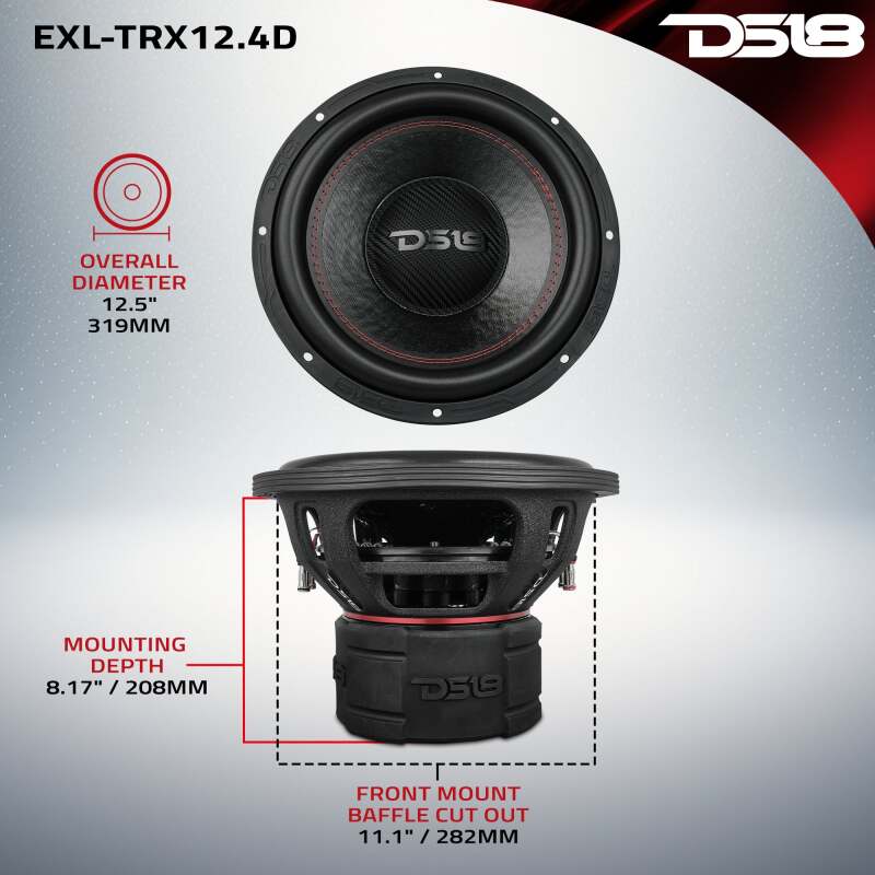 DS18 12in 2000 Watts RMS 4+4 ohm DVC Quad Stacked Magnet Reinforced Cone Subwoofers