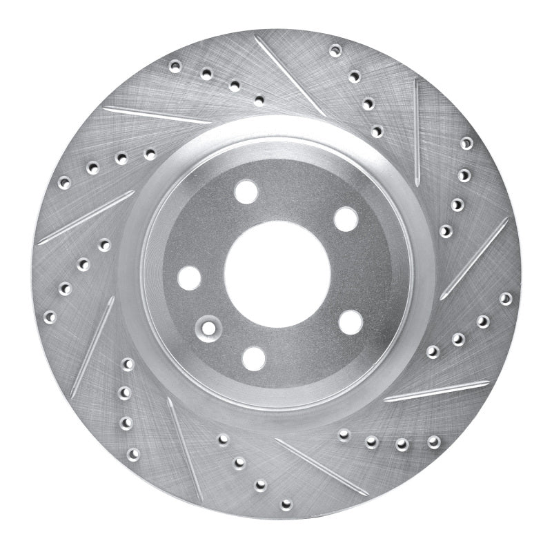R1 11-19 Ford Flex Front Right Drilled & Slotted Silver Brake Rotor
