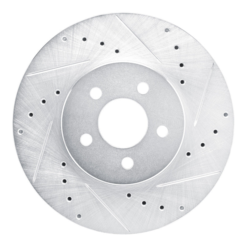 R1 89-95 Chrysler LeBaron Front Right Drilled & Slotted Silver Brake Rotor