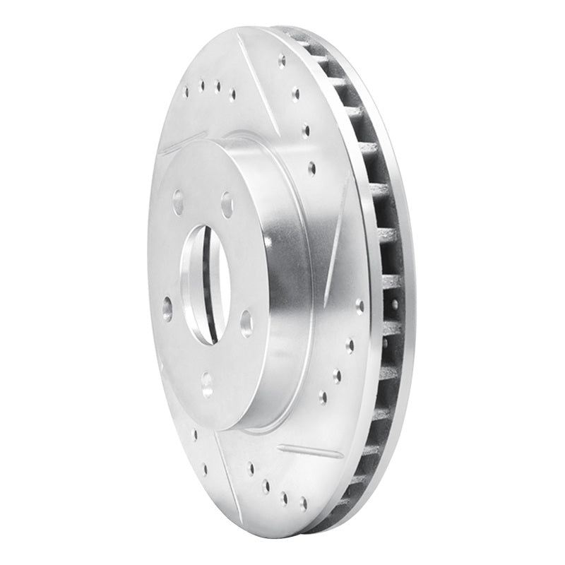 R1 89-90 Ford Thunderbird Front Right Drilled & Slotted Silver Brake Rotor