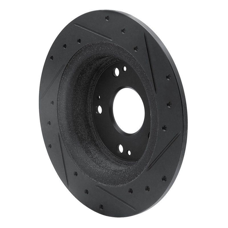R1 05-17 Honda Accord Rear Left Drilled & Slotted Black Brake Rotor