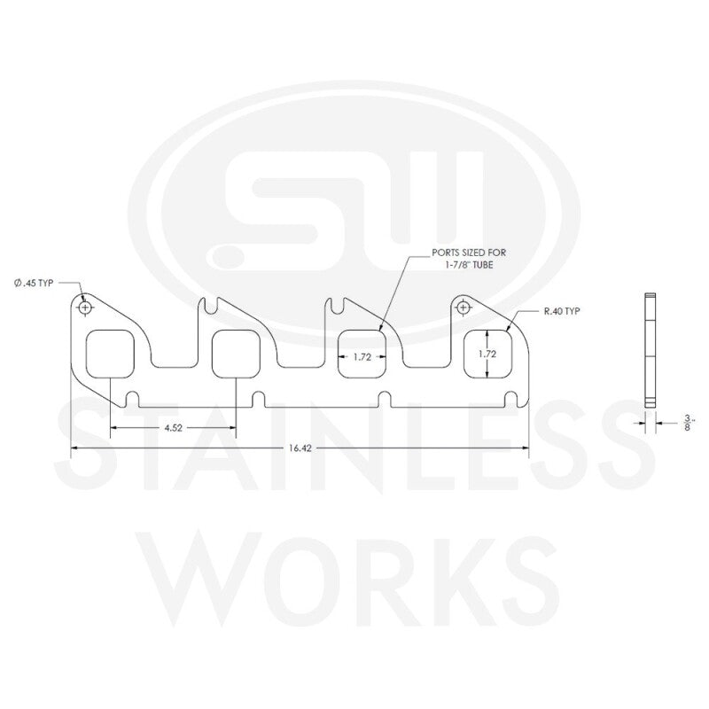 Stainless Works Ford 6.2L Square Port Shaped Header 304SS Exhaust Flanges 1-7/8in Primaries