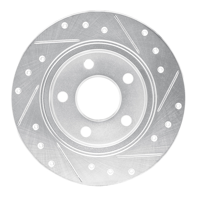 R1 93-05 Ford Taurus SHO Rear Left Drilled & Slotted Silver Brake Rotor