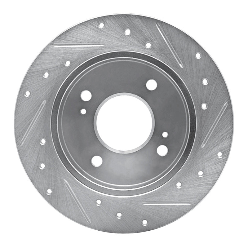 R1 89-98 Nissan 240SX Rear Left Drilled & Slotted Silver Brake Rotor