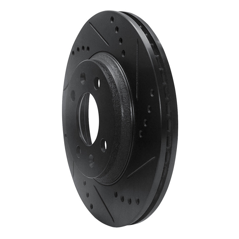 R1 87-93 Saab 900 Front Right Drilled & Slotted Black Brake Rotor