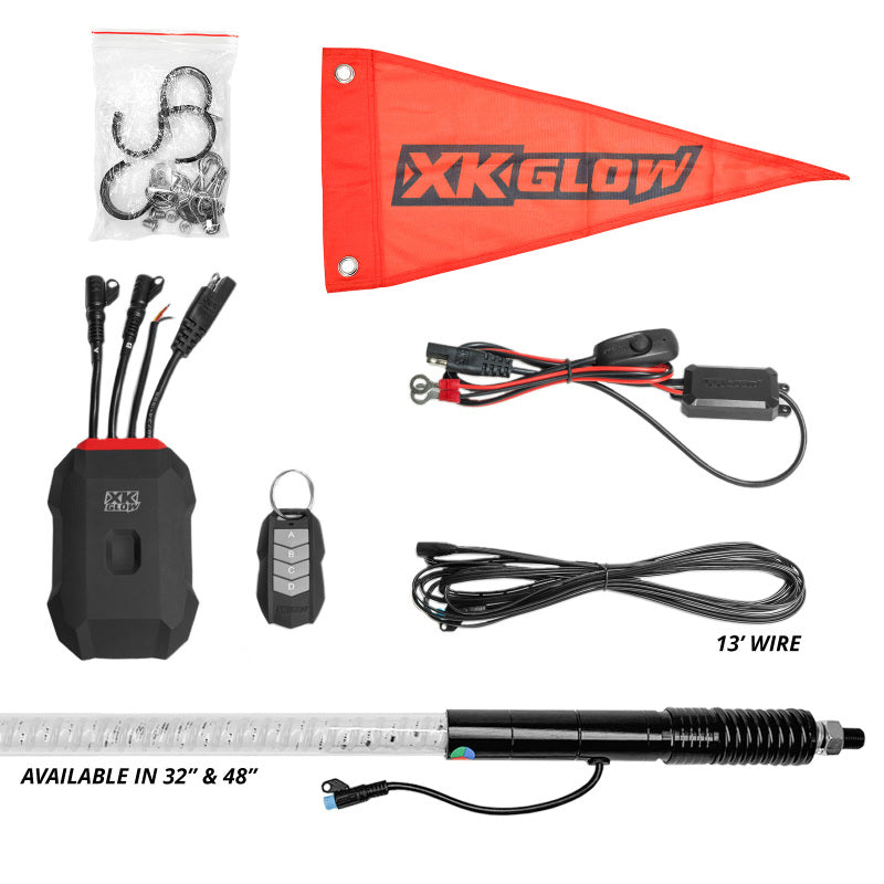 XK Glow 1x 48 XKmax RGBW Advanced App Control LED Whip Light Kit for 4x4 Offroad UTV ATV