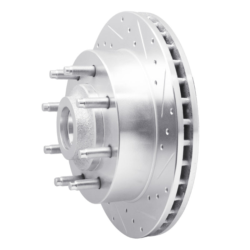 R1 98-03 Dodge B3500 / B2500 Front Right Drilled & Slotted Silver Brake Rotor
