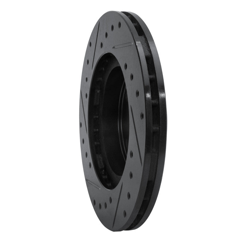R1 86-89 Toyota Celica Front Right Drilled & Slotted Black Brake Rotor