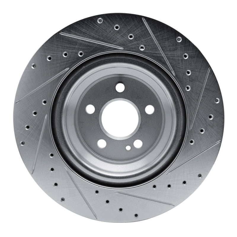 R1 20-26 Mercedes-Benz GLS450 Rear Left Drilled & Slotted Silver Brake Rotor