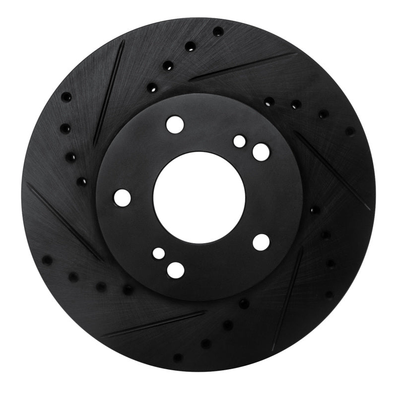 R1 89-90 Nissan 300ZX Front Left Drilled & Slotted Black Brake Rotor