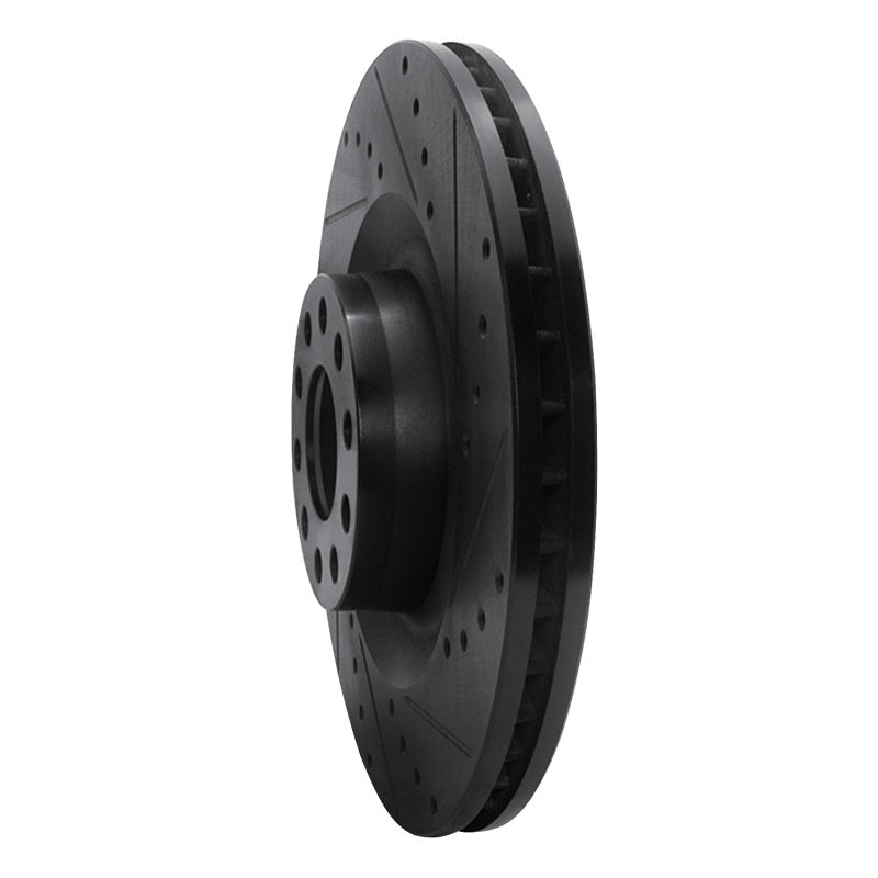R1 01-03 Audi S8 Front Right Drilled & Slotted Black Brake Rotor