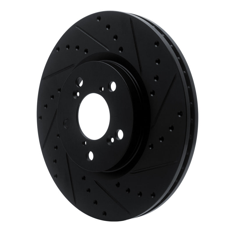 R1 06-14 Honda Ridgeline Front Right Drilled & Slotted Black Brake Rotor