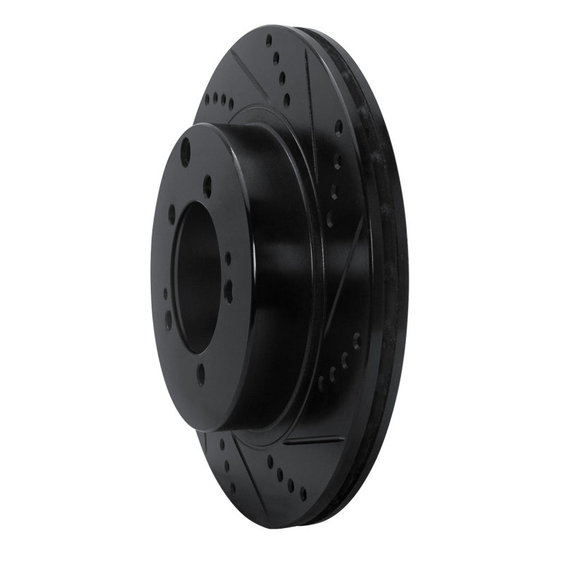 R1 03-06 Mitsubishi Lancer Rear Right Drilled & Slotted Black Brake Rotor