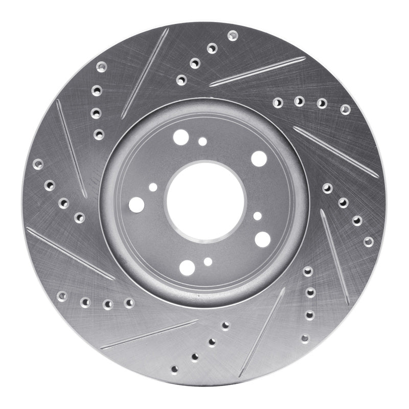 R1 13-22 Honda Accord Sedan Front Right Drilled & Slotted Silver Brake Rotor