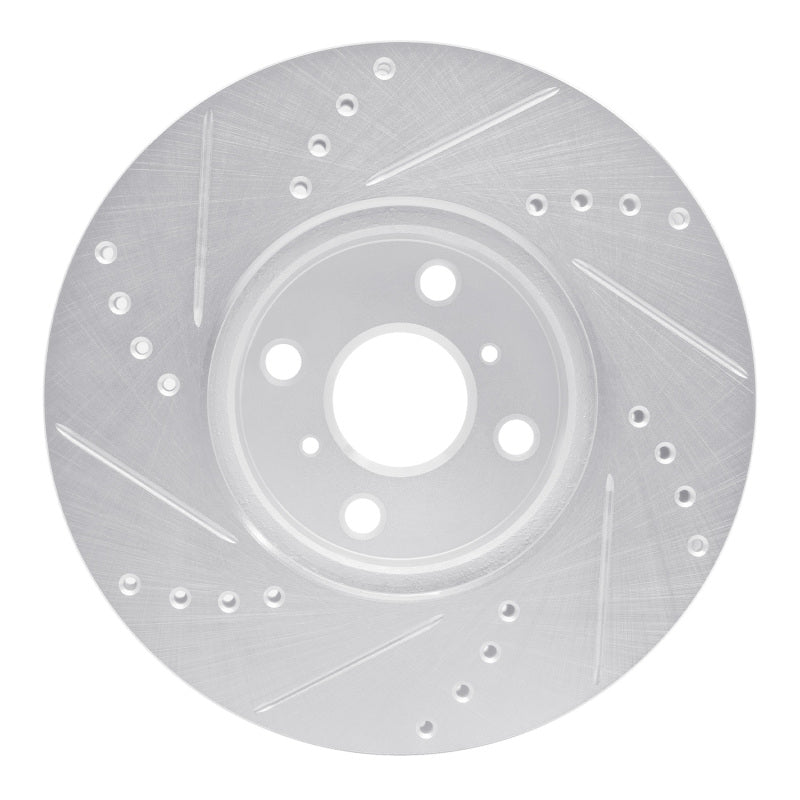 R1 12-18 Toyota Yaris (USA/Canada) Front Right Drilled & Slotted Silver Brake Rotor
