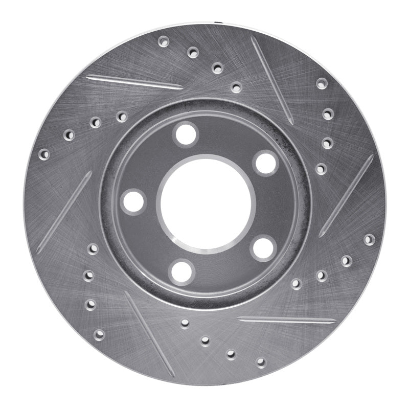 R1 94-04 Ford Mustang Front Left Drilled & Slotted Silver Brake Rotor