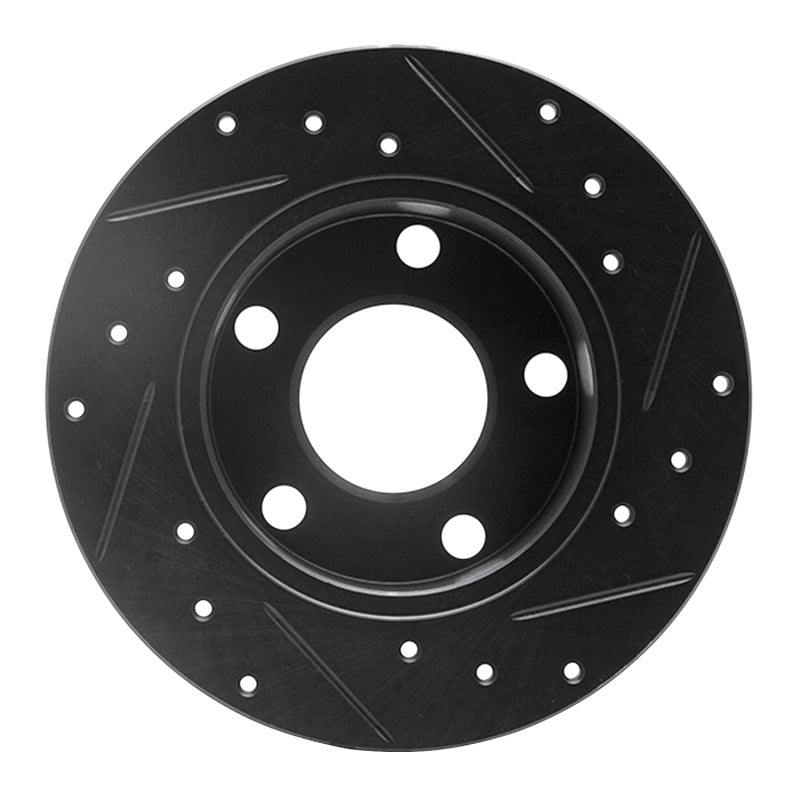 R1 92-05 Audi A6 Quattro Rear Left Drilled & Slotted Black Brake Rotor