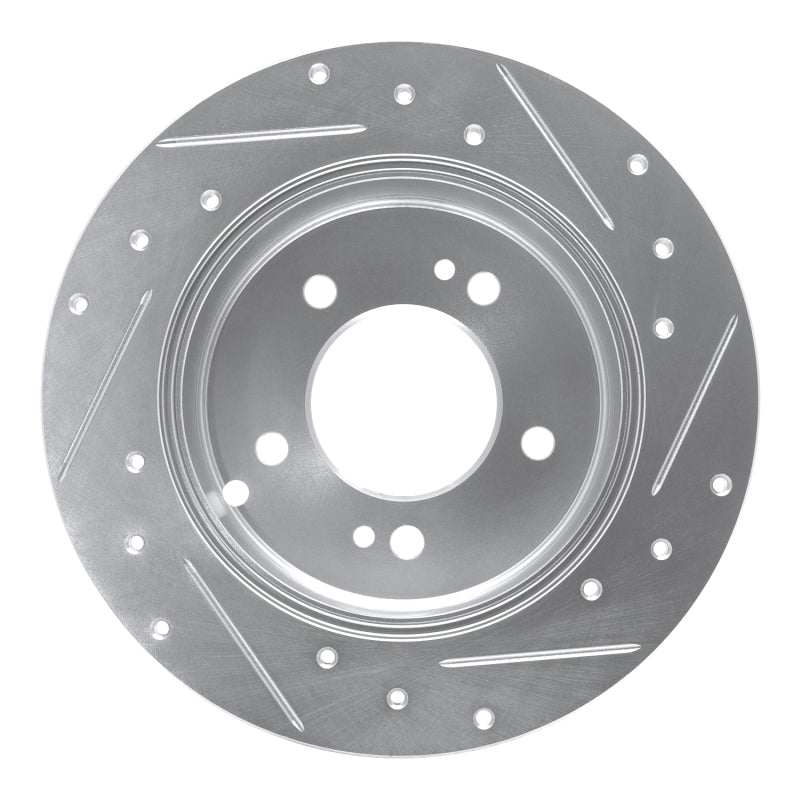 R1 07-12 Kia Rondo (Canada) Rear Left Drilled & Slotted Silver Brake Rotor