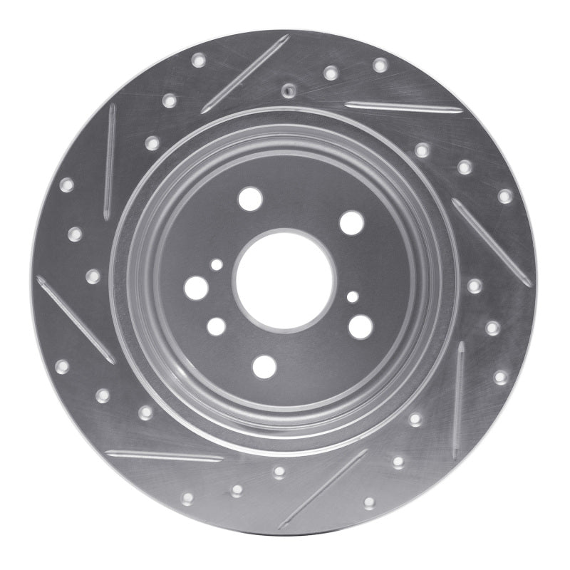 R1 08-13 Toyota Highlander Rear Right Drilled & Slotted Silver Brake Rotor