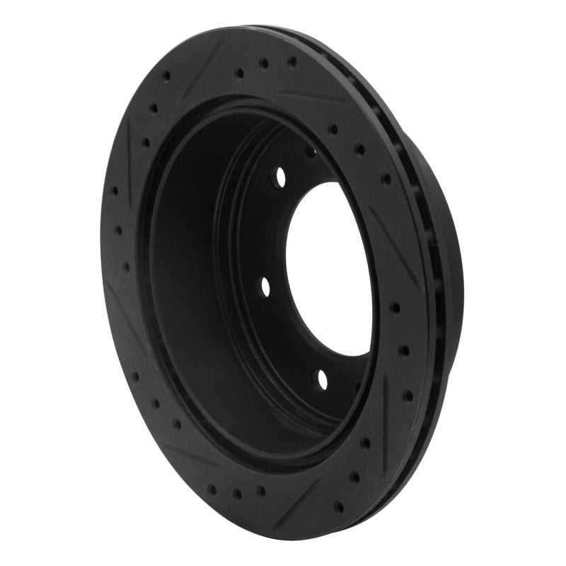 R1 88-95 Nissan Pathfinder Rear Left Drilled & Slotted Black Brake Rotor