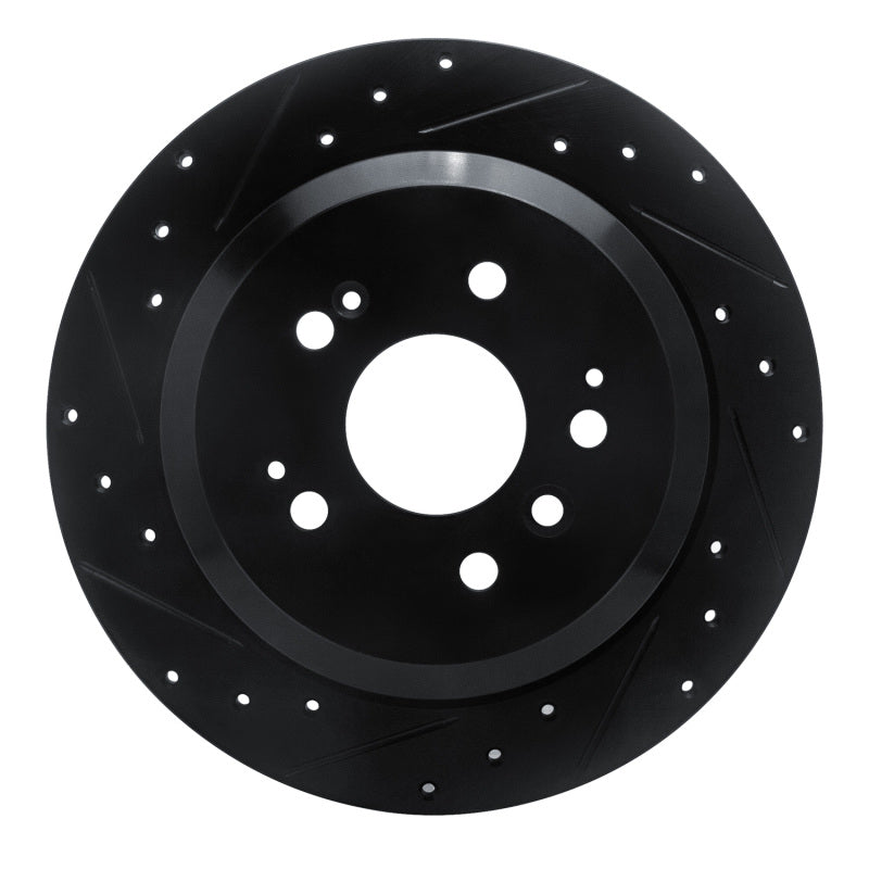 R1 16-25 Honda Ridgeline Rear Left Drilled & Slotted Black Brake Rotor