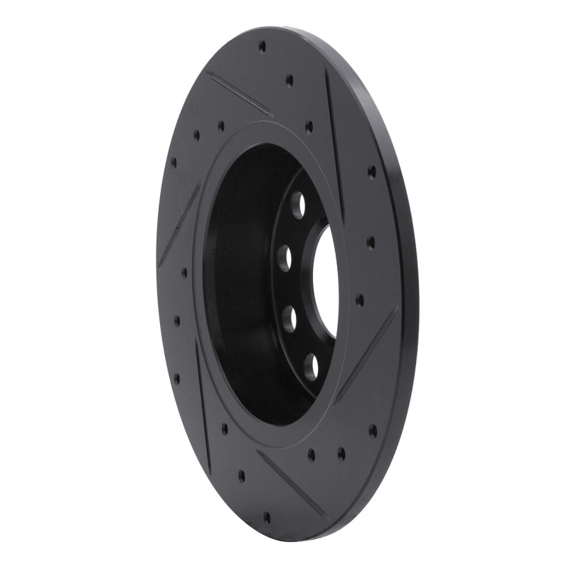 R1 05-25 Audi A3 (Mexico) Rear Left Drilled & Slotted Black Brake Rotor
