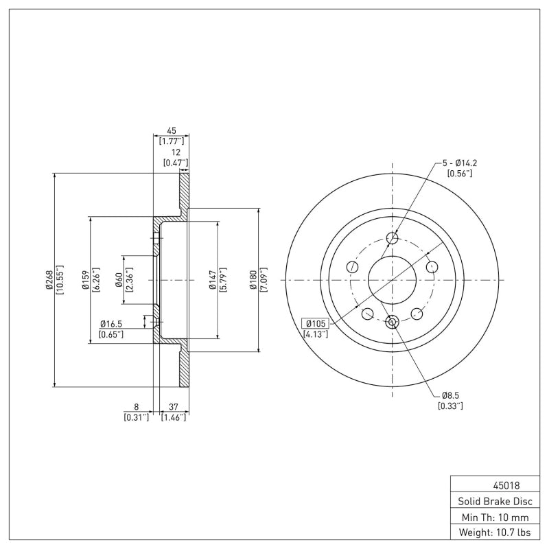 R1 2011-2022 Buick Encore Rear Brake Rotor