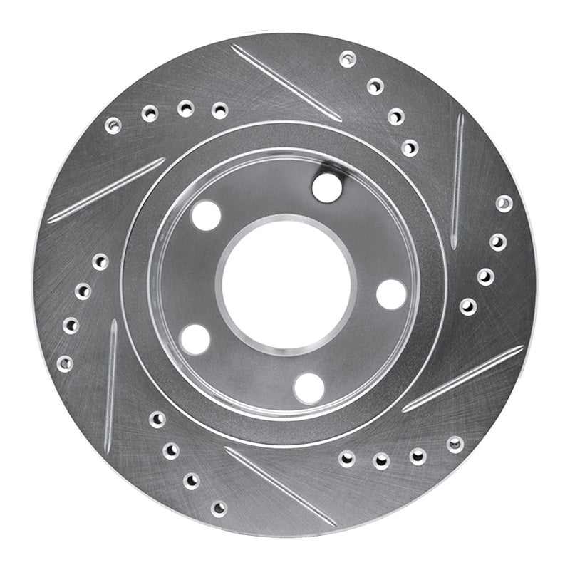 R1 00-02 Audi S4 Rear Left Drilled & Slotted Silver Brake Rotor