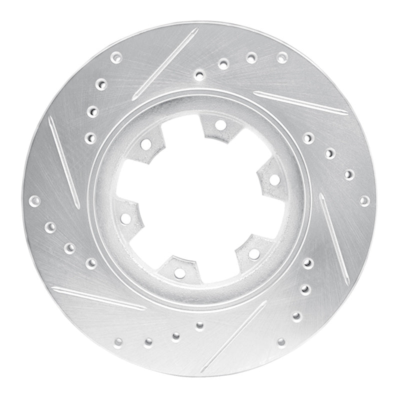 R1 85-02 Nissan Pickup Hardbody Front Right Drilled & Slotted Silver Brake Rotor