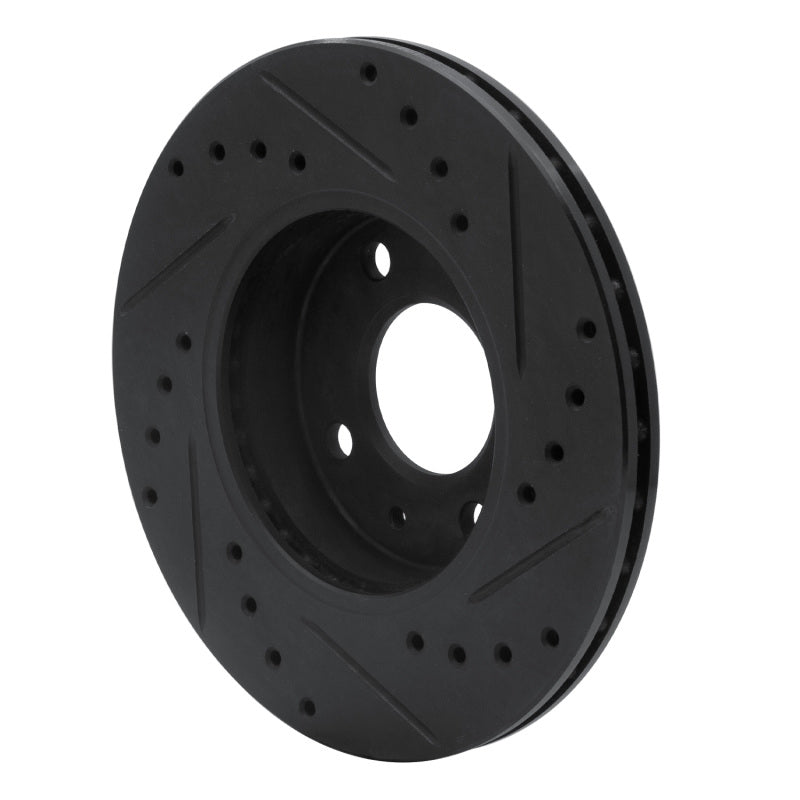 R1 88-06 Nissan NX Front Left Drilled & Slotted Black Brake Rotor