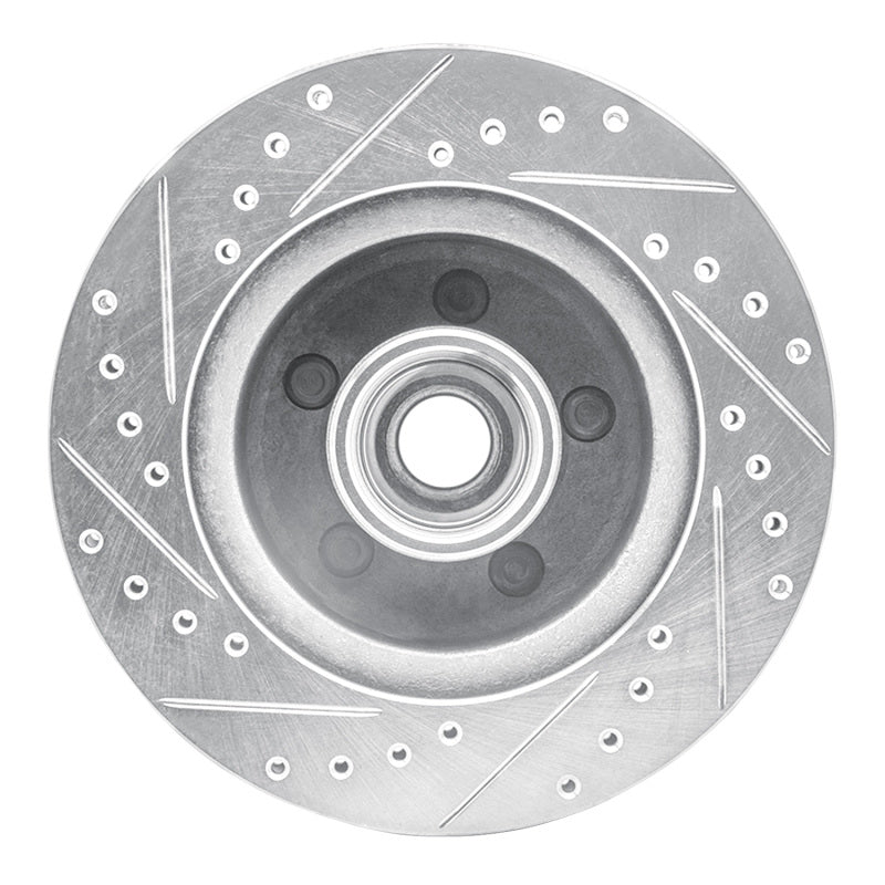 R1 1987-1990 Dodge Dakota RWD Front Right Drilled & Slotted Silver Brake Rotor