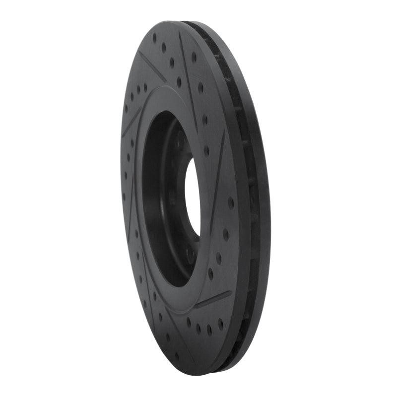 R1 92-95 Volkswagen Jetta Sedan Front Left Drilled & Slotted Black Brake Rotor