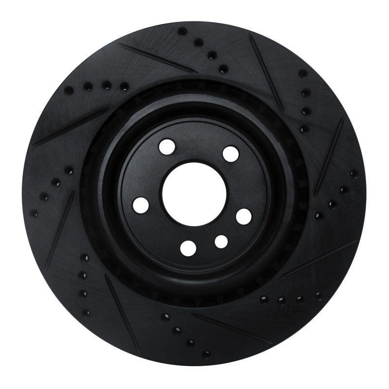 R1 2017-2020 Jaguar I-Pace Rear Left Drilled & Slotted Black Brake Rotor