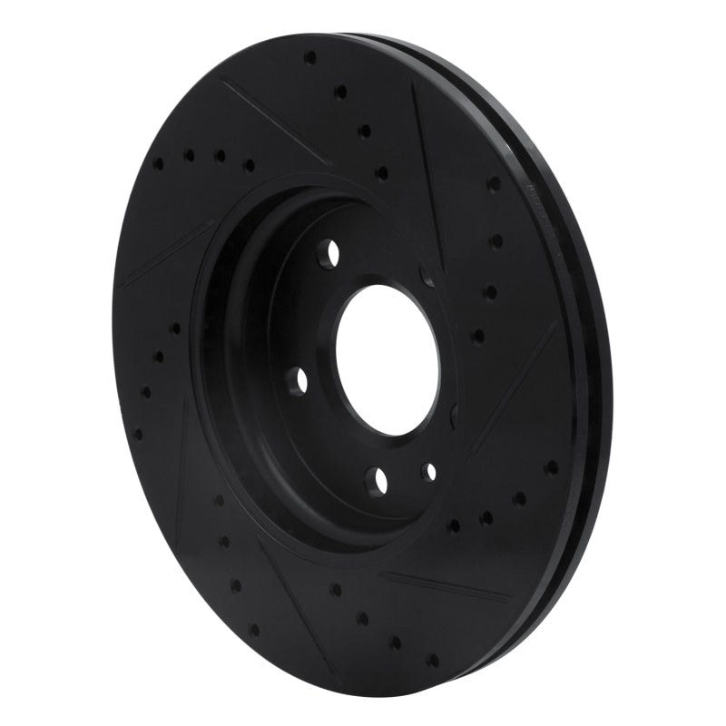 R1 2011-2025 Buick Encore GX Front Left Drilled & Slotted Black Brake Rotor