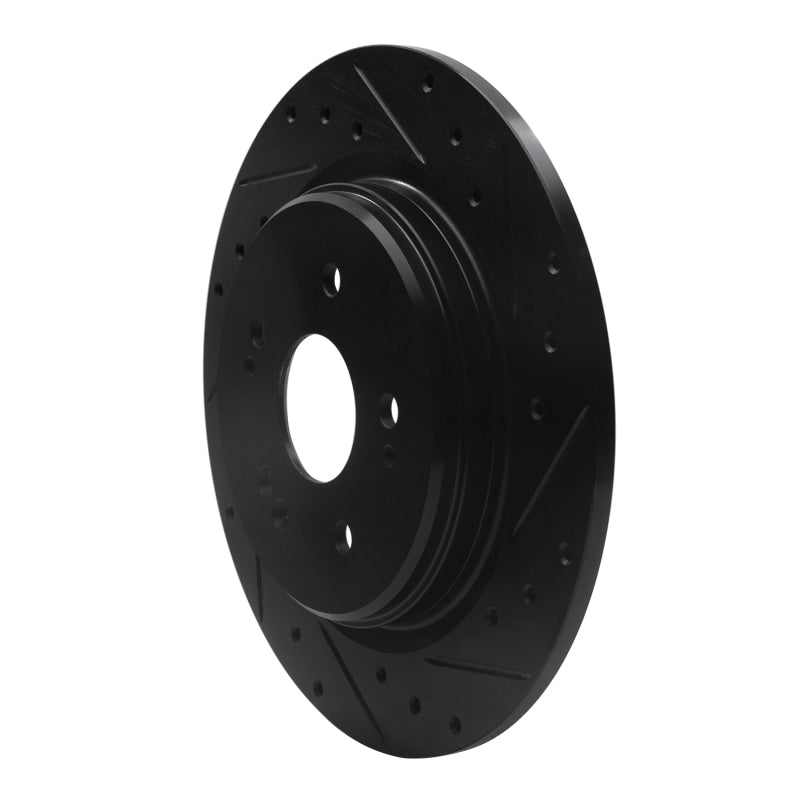 R1 15-25 Acura TLX Rear Right Drilled & Slotted Black Brake Rotor