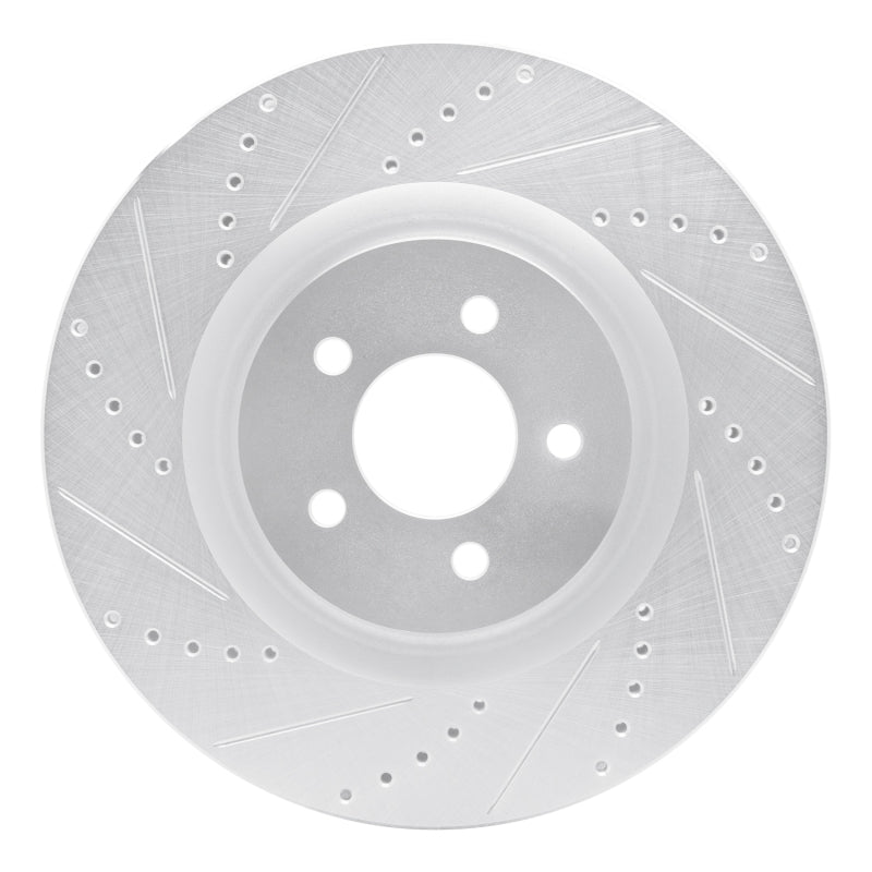 R1 07-14 Ford Mustang Front Left Drilled & Slotted Silver Brake Rotor