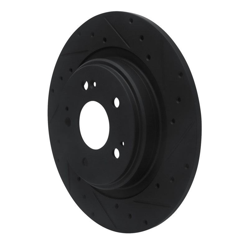 R1 17-20 Acura MDX Rear Right Drilled & Slotted Black Brake Rotor