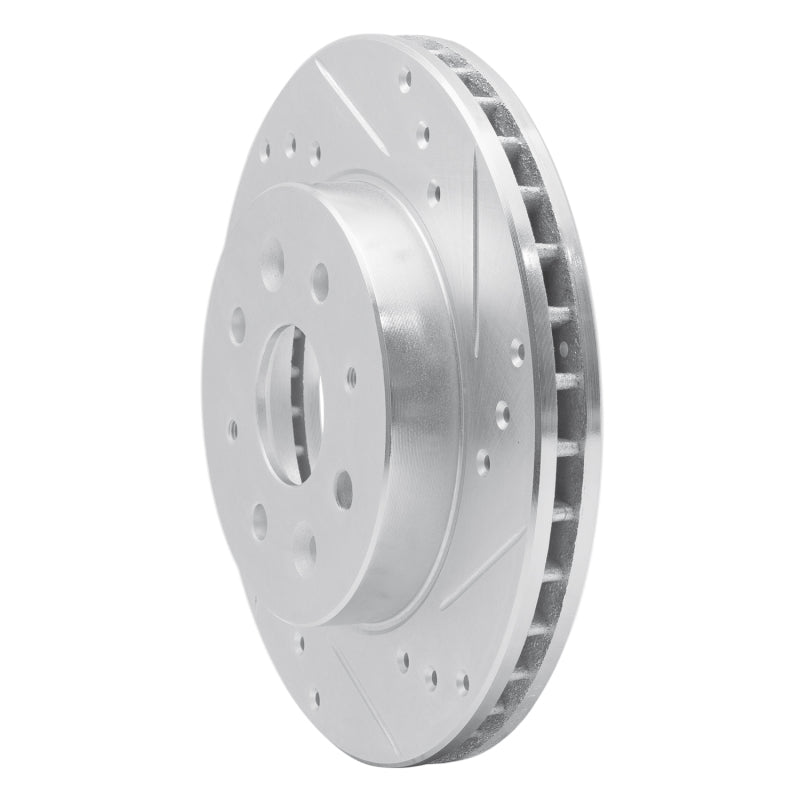 R1 03-05 Kia Rio Front Right Drilled & Slotted Silver Brake Rotor