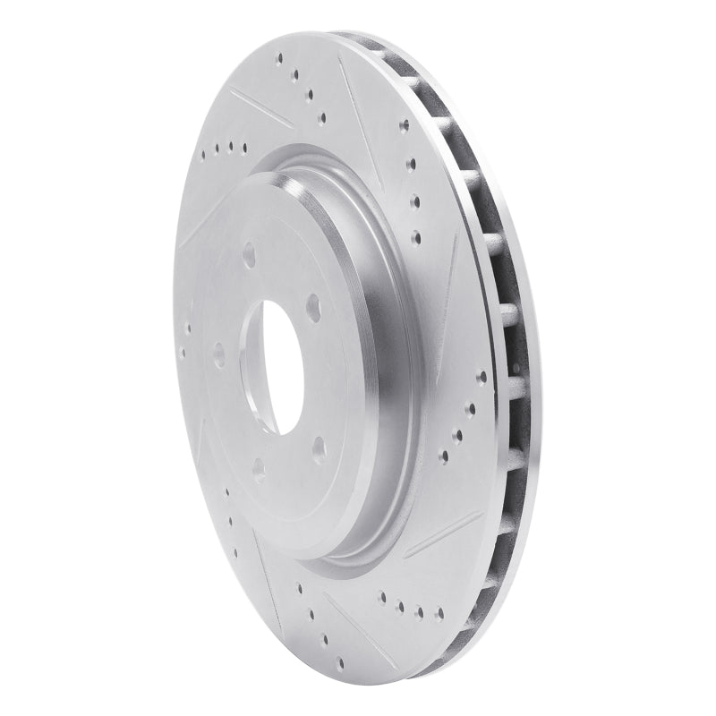 R1 2006-2013 Chevrolet Corvette Rear Right Drilled & Slotted Silver Brake Rotor