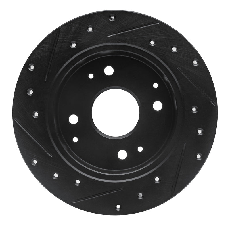 R1 92-97 Acura CL Rear Right Drilled & Slotted Black Brake Rotor