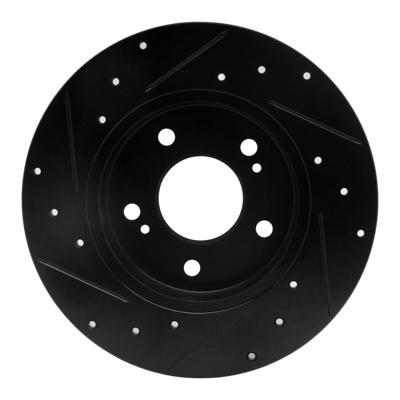 R1 94-04 Infiniti I30 Rear Right Drilled & Slotted Black Brake Rotor