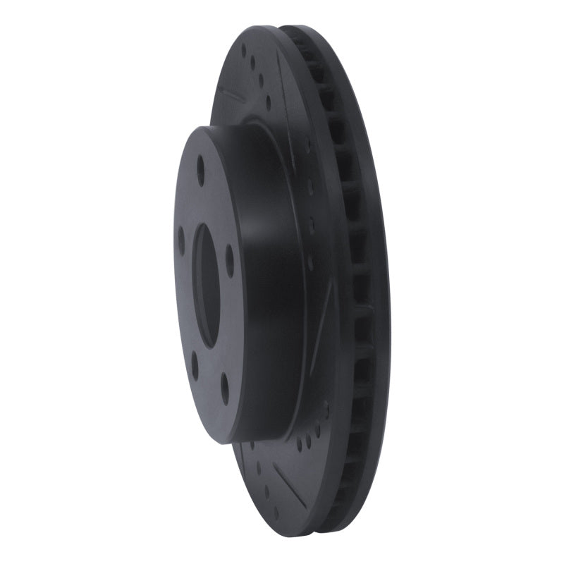 R1 91-94 Toyota Previa Front Right Drilled & Slotted Black Brake Rotor
