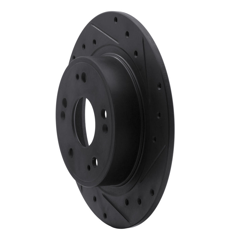 R1 05-17 Honda Accord Rear Right Drilled & Slotted Black Brake Rotor