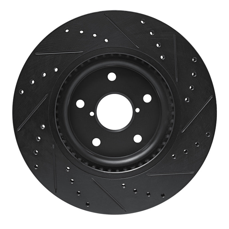 R1 20-25 Subaru WRX Front Left Drilled & Slotted Black Brake Rotor