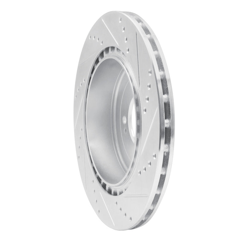 R1 08-15 Mitsubishi Lancer Rear Left Drilled & Slotted Silver Brake Rotor