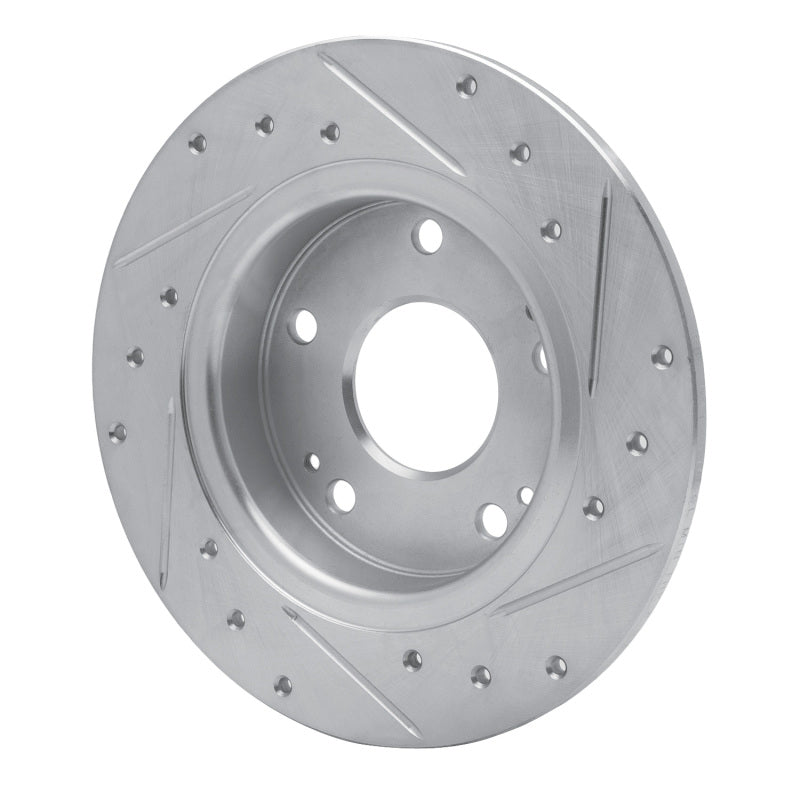 R1 16-25 Honda Civic Hatchback Rear Left Drilled & Slotted Silver Brake Rotor