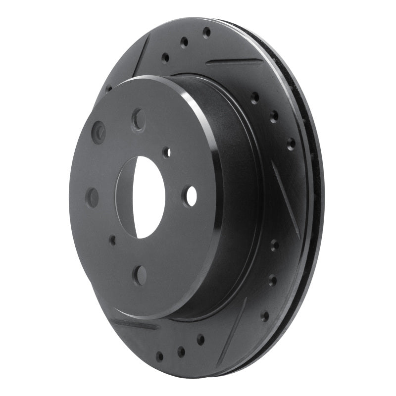 R1 84-88 Toyota Cressida Rear Left Drilled & Slotted Black Brake Rotor
