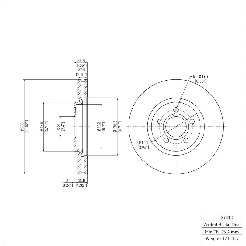 R1 03-09 Chrysler PT Cruiser Front Brake Rotor